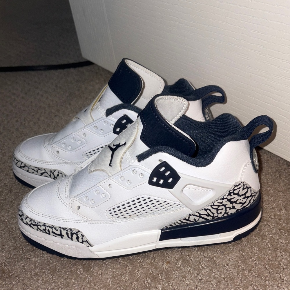 Jordan Kids White and Navy Sneakers